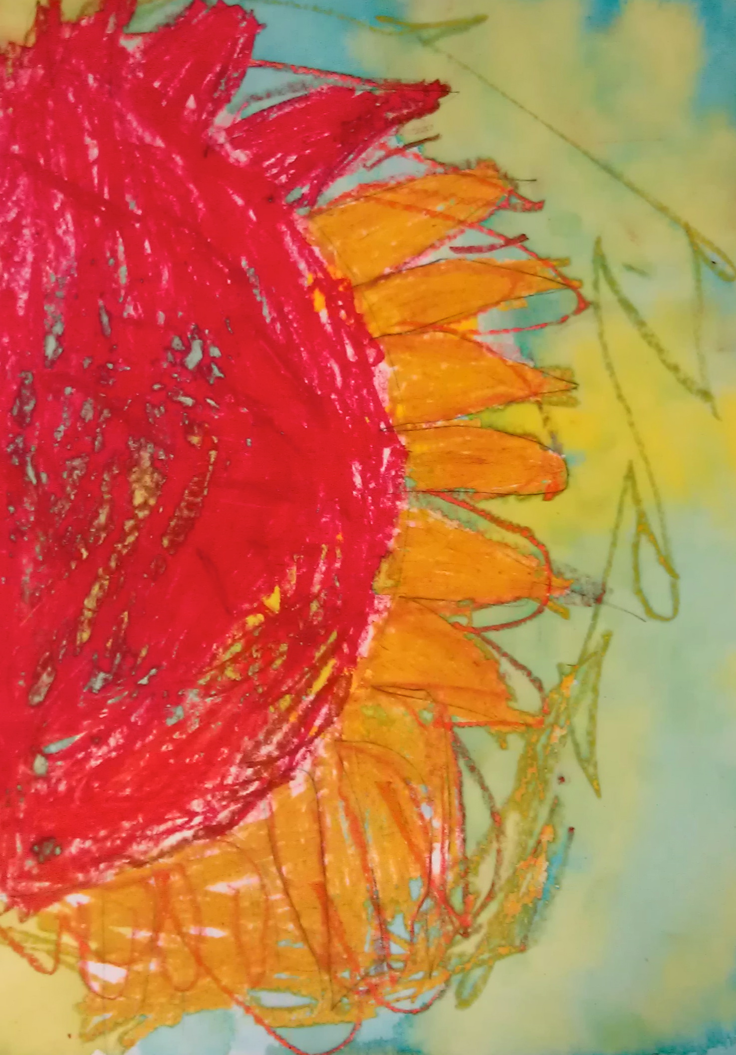 Oil Pastel Sun Flowers (primary) | Art at Santa Cruz Montessori
